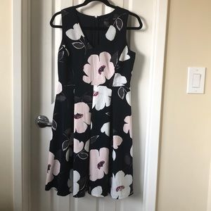 Ann Taylor Factory fit and flare navy blue dress 6